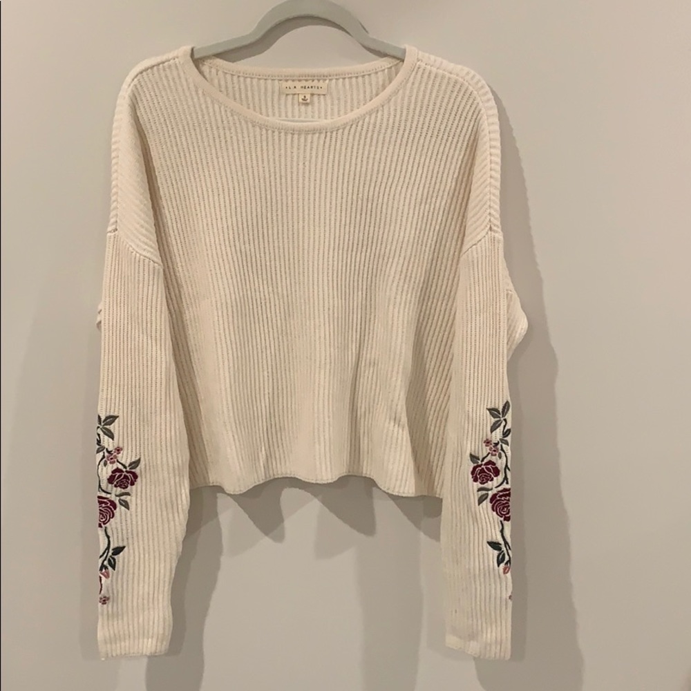Cream Sweater With Embroidered Flowers